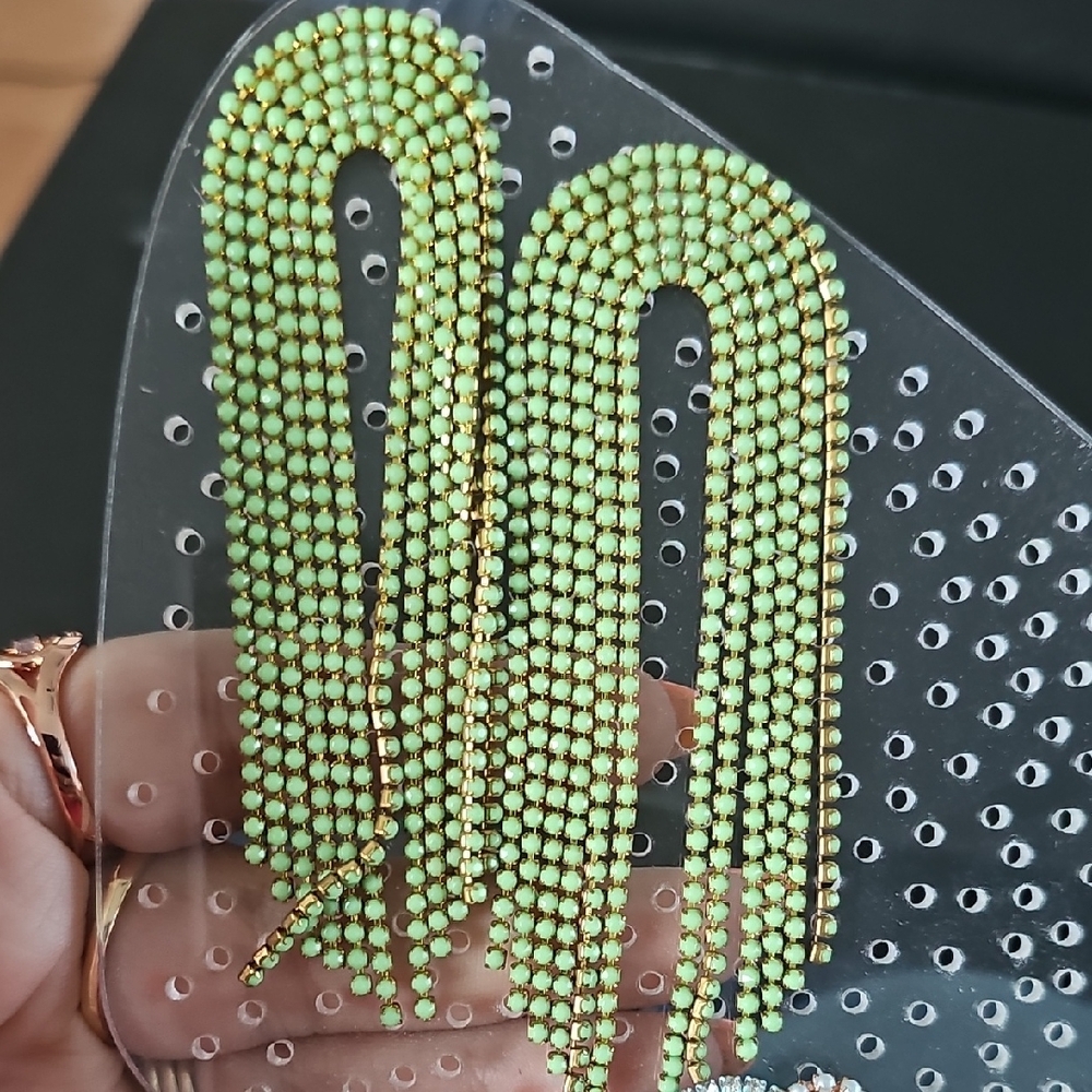 Elegant Green Beaded Earrings